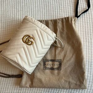 Gucci White Quilted Mini Bag with Gold Accents